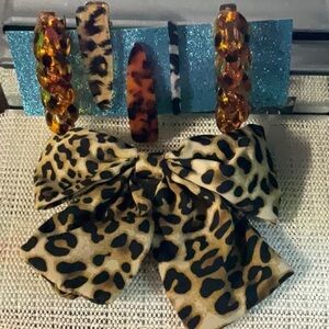 Animal Print Barrettes Hair Clips and Bow